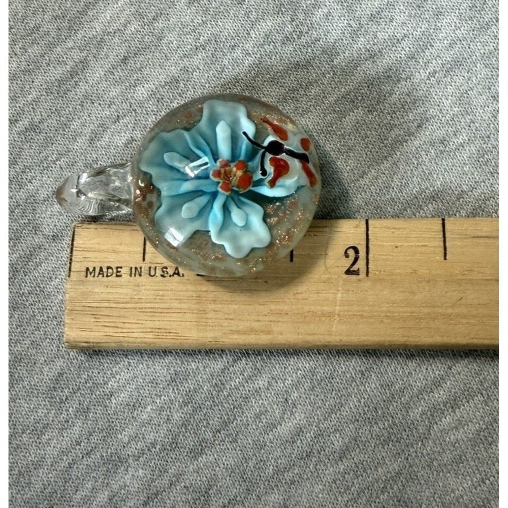 Art Glass PENDANTS (7) Handmade Artisan Flower Butterfly Millefiori Heart Shapes - Picture 15 of 16